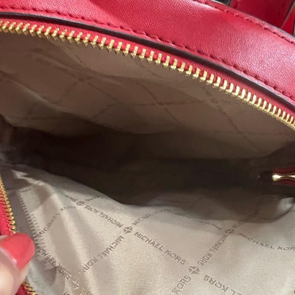 Michael Kors Leather Backpack NWT Bright Red with gold zippers, 5x9.5x12. - Picture 4 of 9